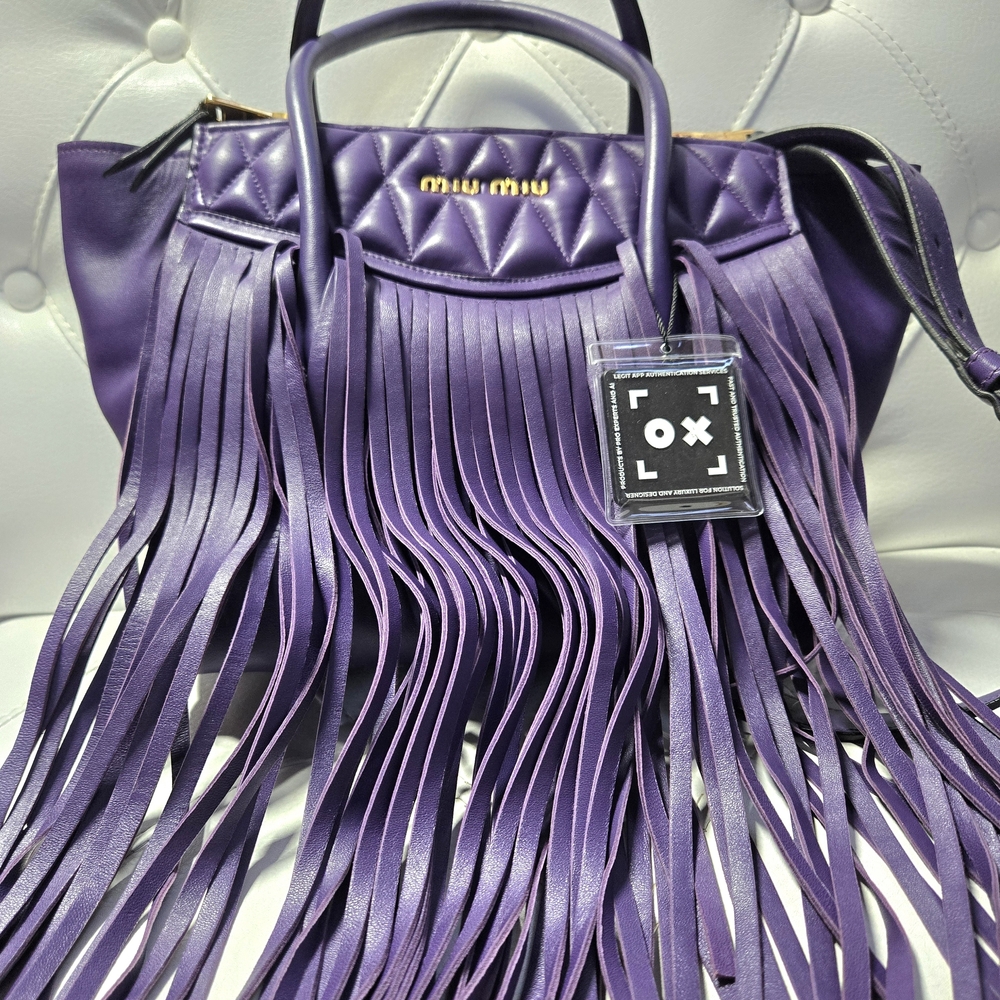 Miu Miu Purple Fringe Women's Bag, Real Leather Bag. COA.